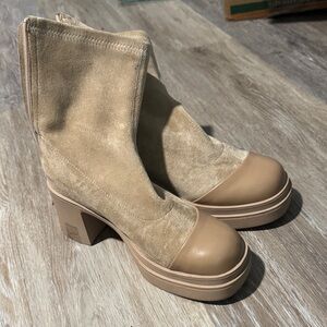 Tan Platform Ankle Boots